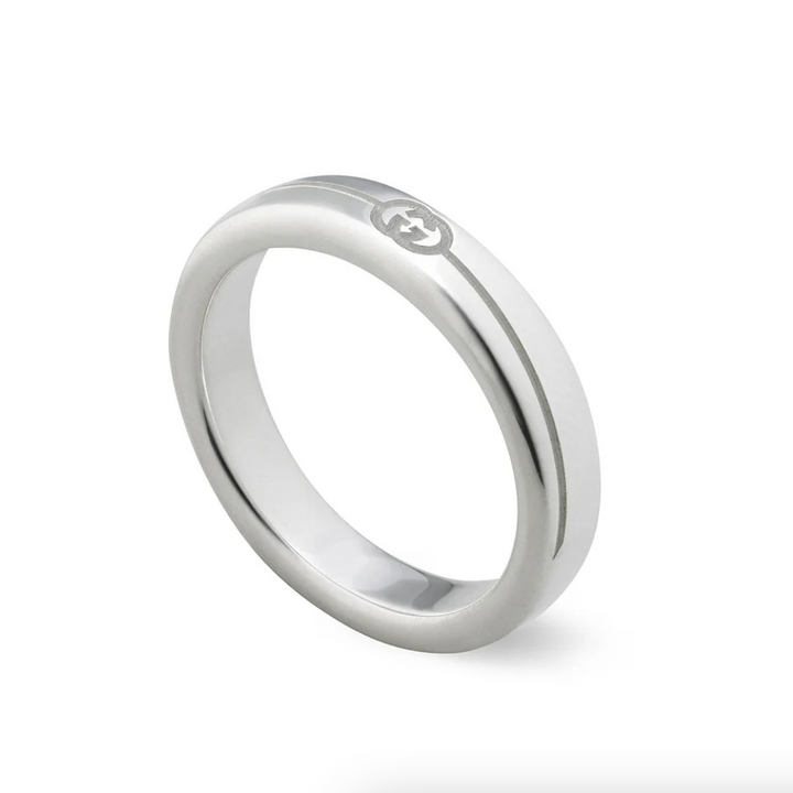 Diagonal Tag Ring 4mm Silver