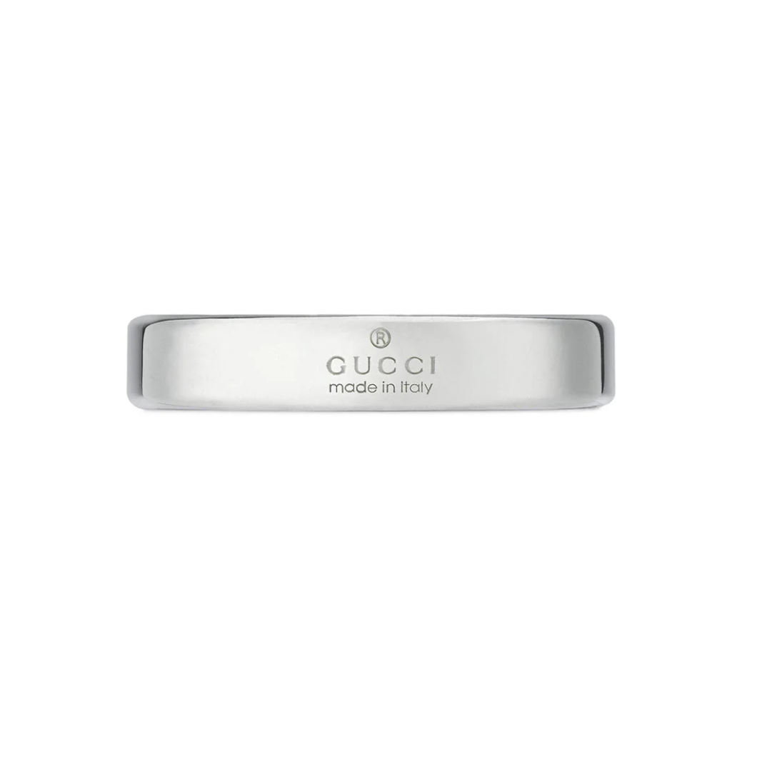 Diagonal Tag Ring 4mm Silver