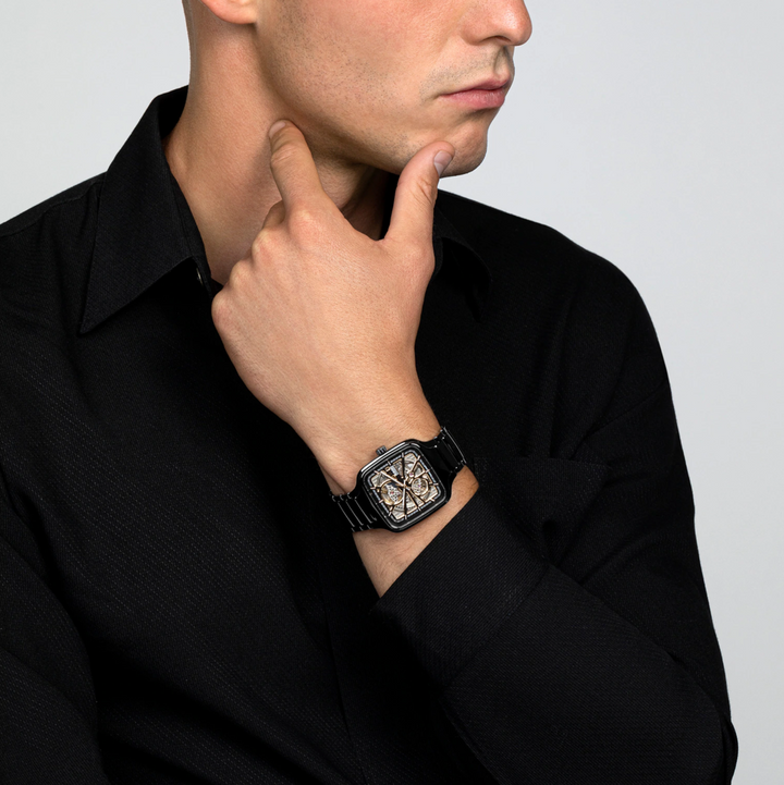 True Square Automatic Open Heart Black 38MM Watch