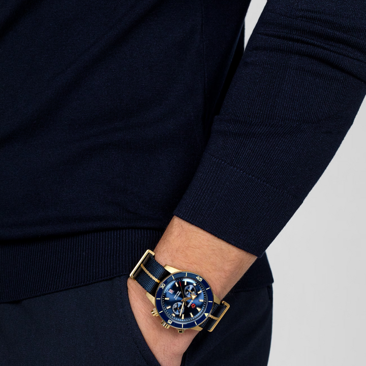 Captain Cook Chronograph Herren Bronze Blue 43MM Watch