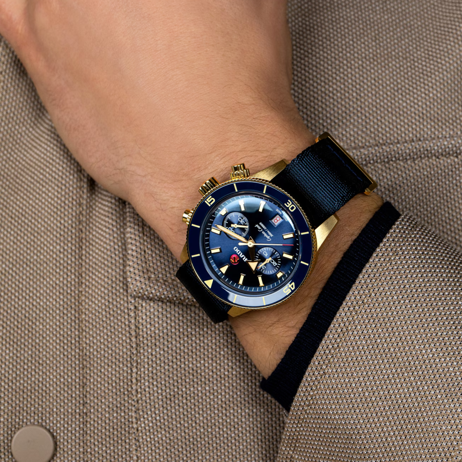 Captain Cook Chronograph Herren Bronze Blue 43MM Watch