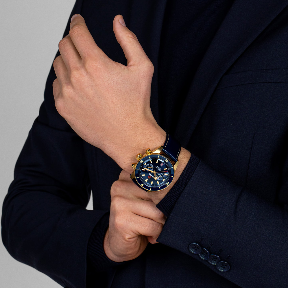 Captain Cook Chronograph Herren Bronze Blue 43MM Watch