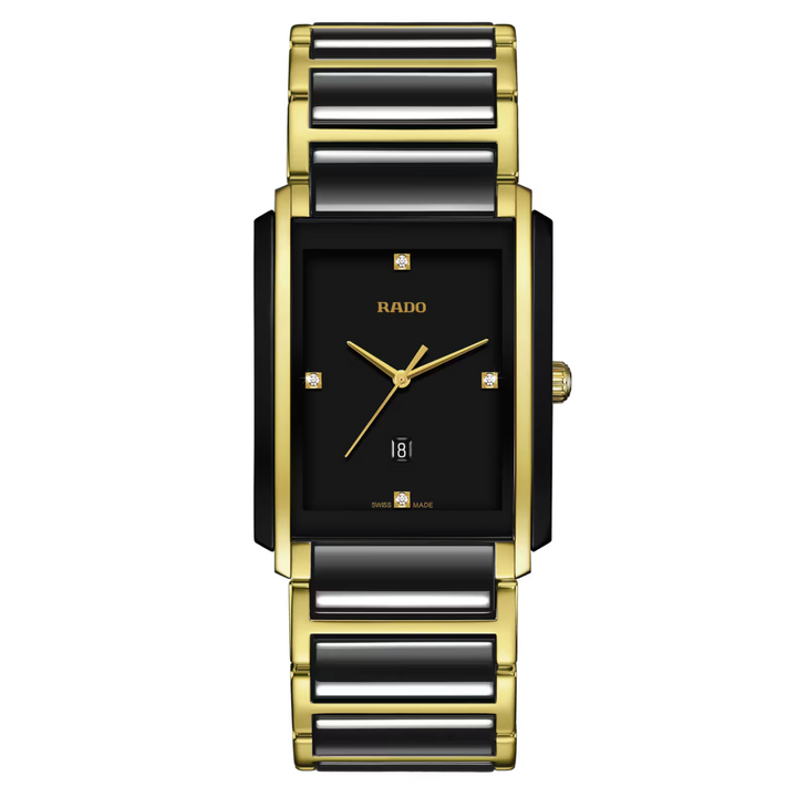 New Integral Square Black/Yellow Gold with 4 Diamonds 31MM Watch