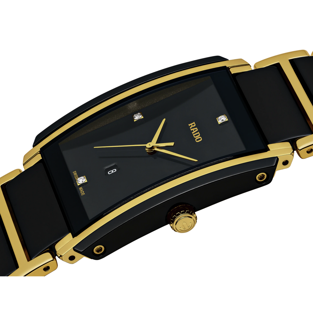 New Integral Square Black/Yellow Gold with 4 Diamonds 31MM Watch