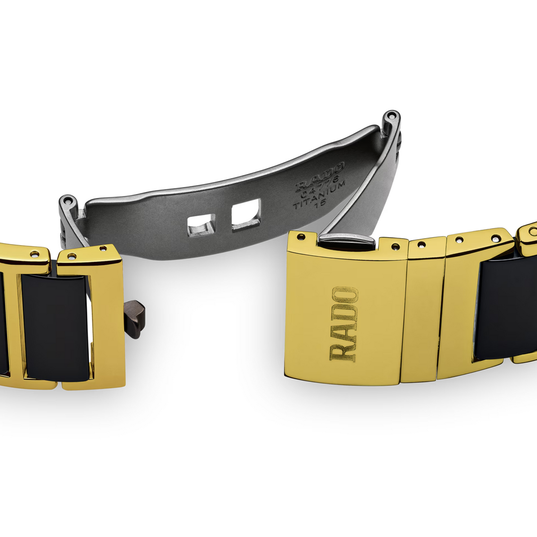 New Integral Square Black/Yellow Gold with 4 Diamonds 31MM Watch