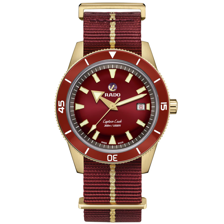 Captain Cook Bronze/Red Fabric Strap 42MM Watch