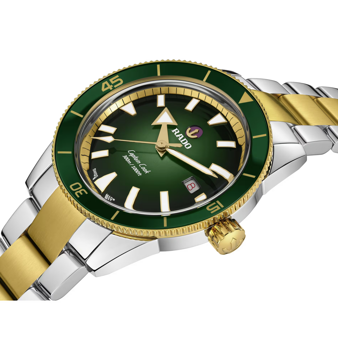 Captain Cook Green Dial Two Tone 42MM Watch