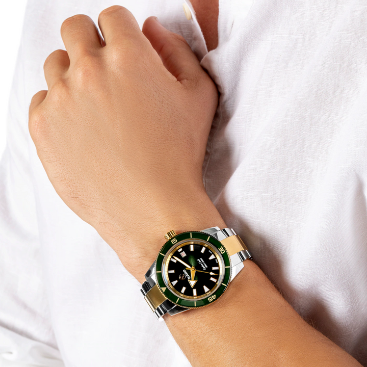 Captain Cook Green Dial Two Tone 42MM Watch