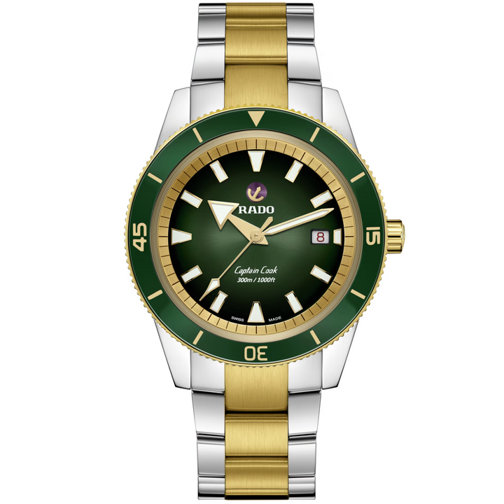 Captain Cook Green Dial Two Tone 42MM Watch