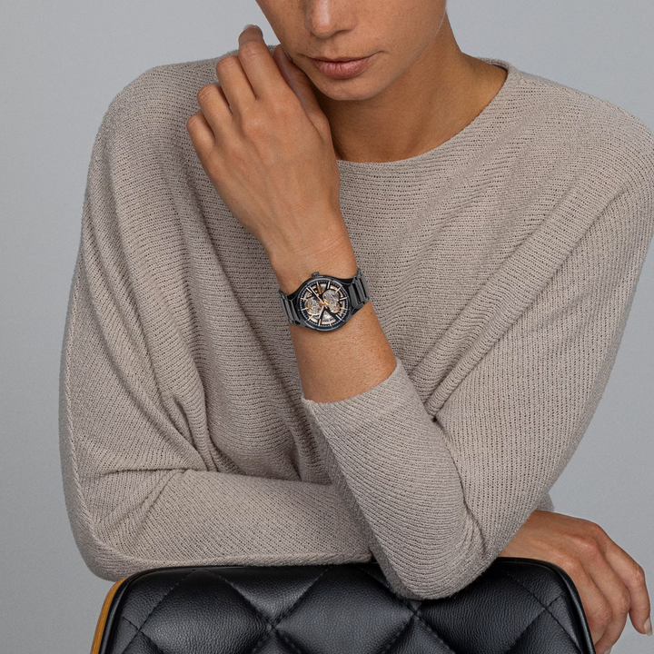 True Round Open Heart Black Ceramic 40MM Watch