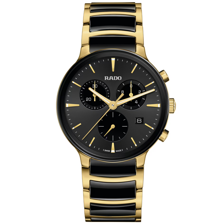 Centrix Chronograph Round Black/Yellow PVD 30MM Watch