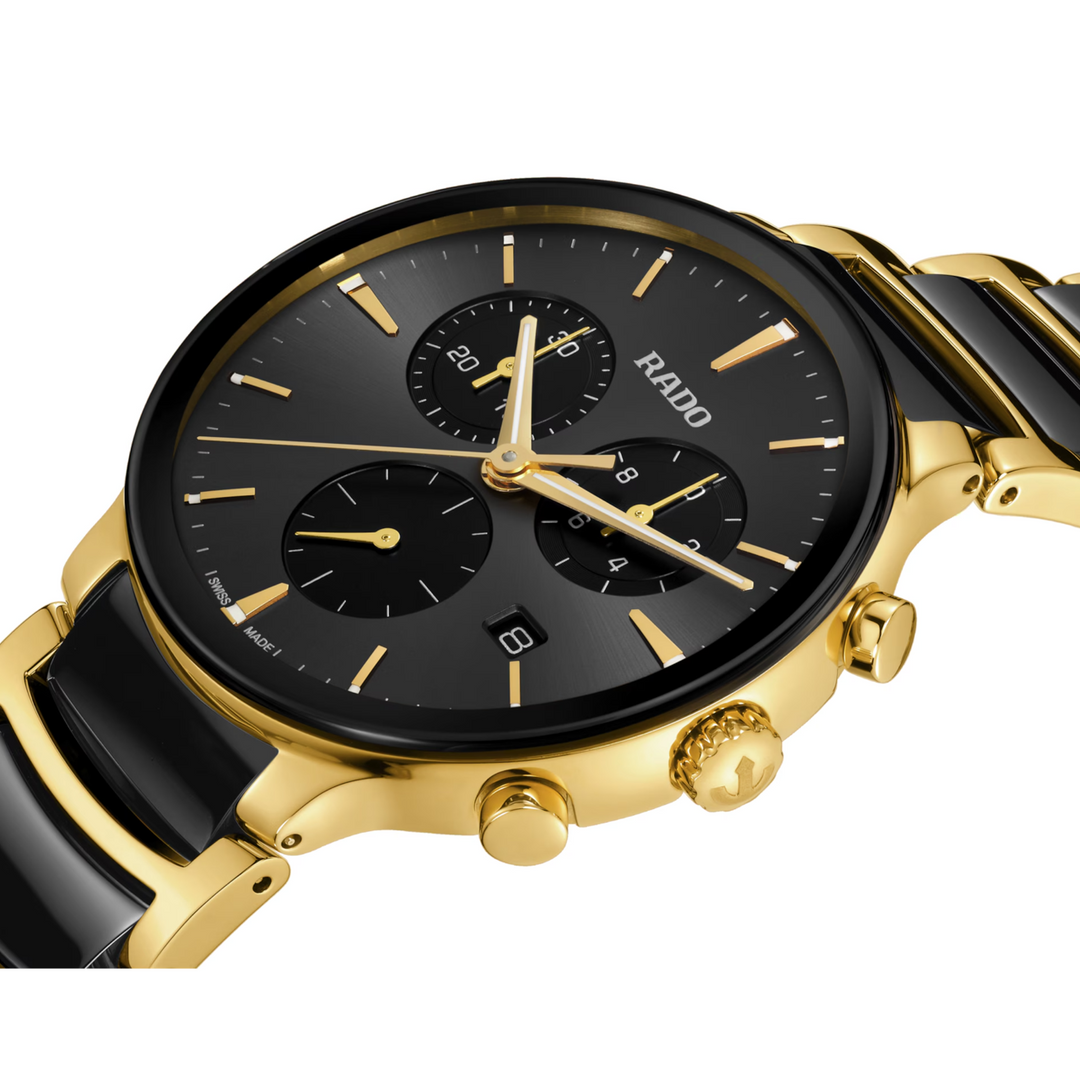 Centrix Chronograph Round Black/Yellow PVD 30MM Watch