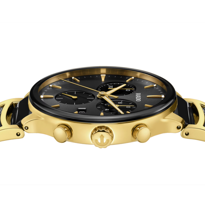 Centrix Chronograph Round Black/Yellow PVD 30MM Watch