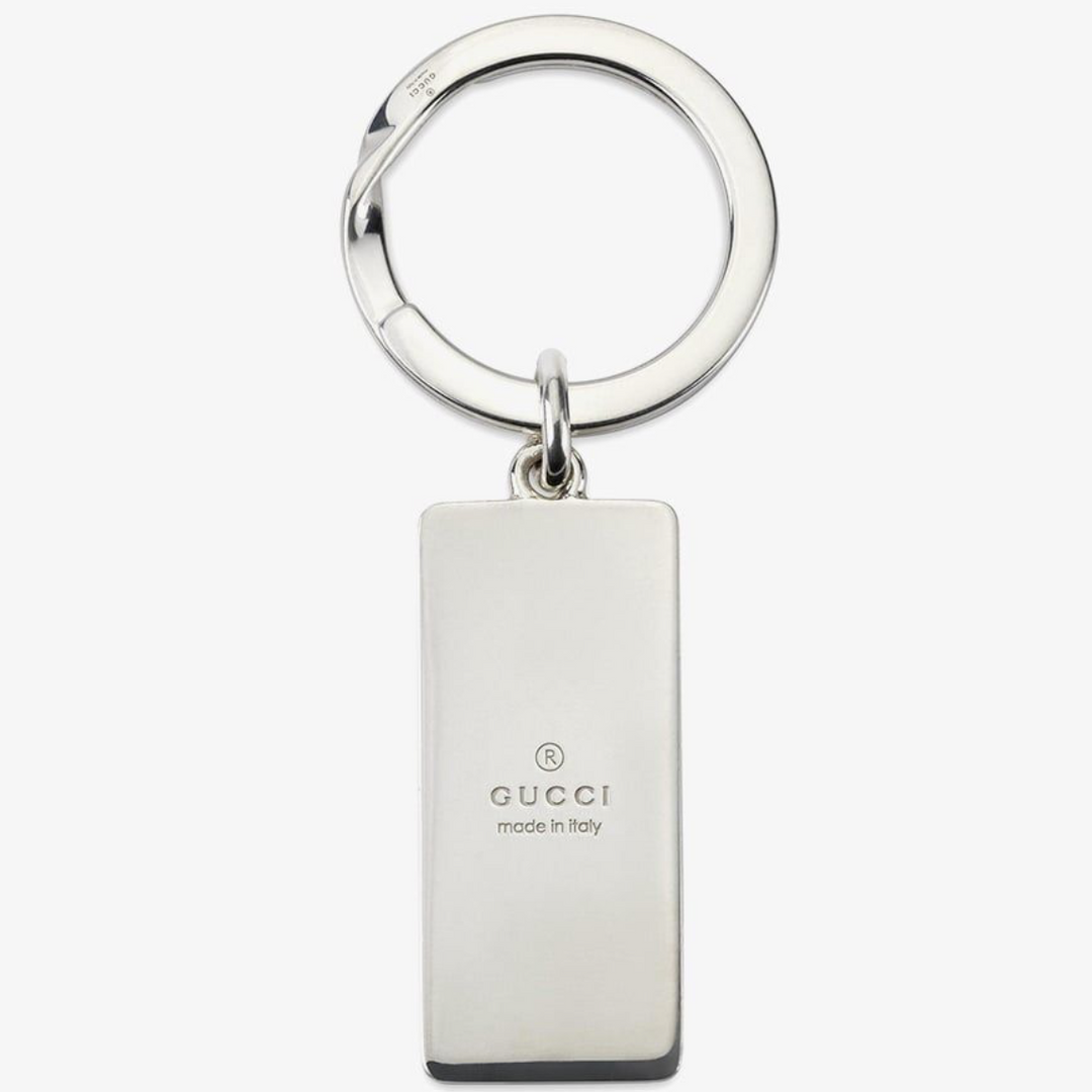 Trademark Sterling Silver Red Enamel Engraved Keyring