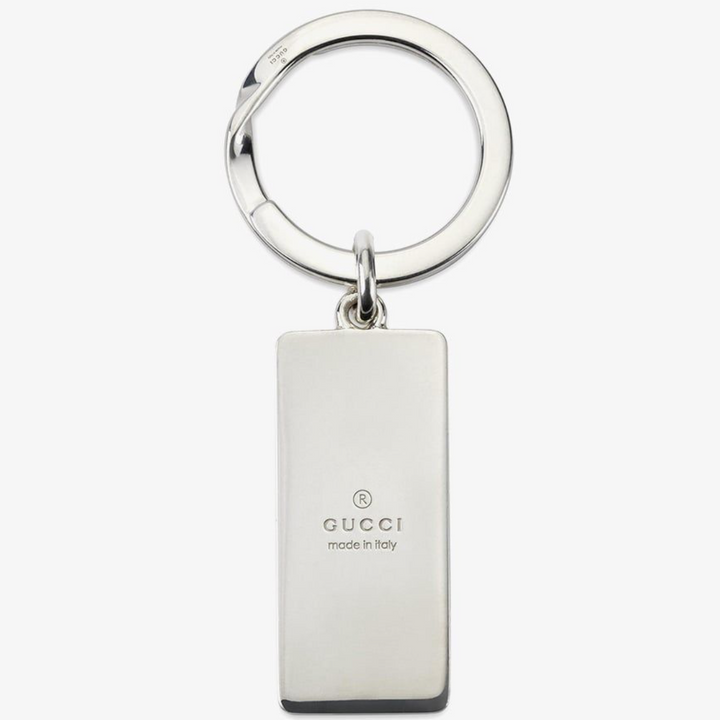 Trademark Sterling Silver Red Enamel Engraved Keyring