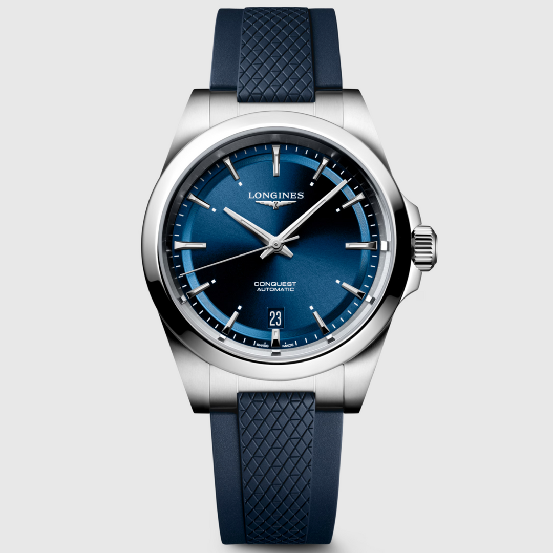 Conquest Blue Dial and Rubber Strap 38MM Watch