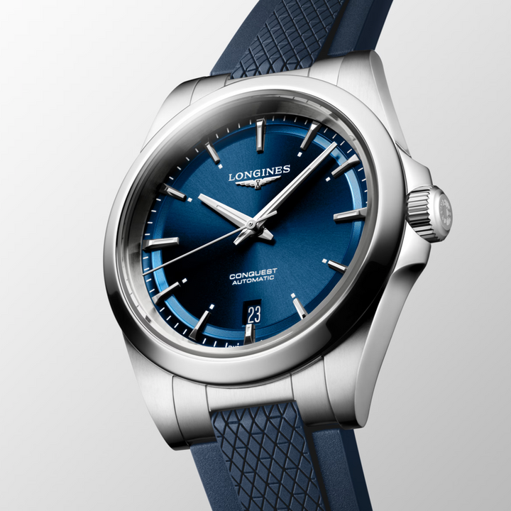 Conquest Blue Dial and Rubber Strap 38MM Watch