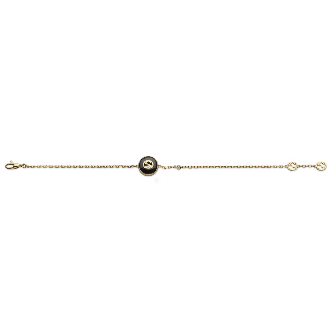 Interlocking G Yellow Gold and Black Onyx Bracelet