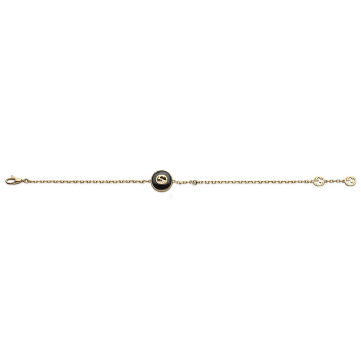 Interlocking G Yellow Gold and Black Onyx Bracelet
