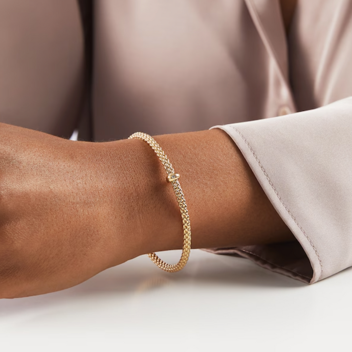 Flex-it Yellow Gold and Diamond Bracelet; Large