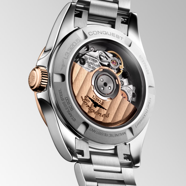 Conquest Stainless Steel and 18K Pink Gold 30MM Watch