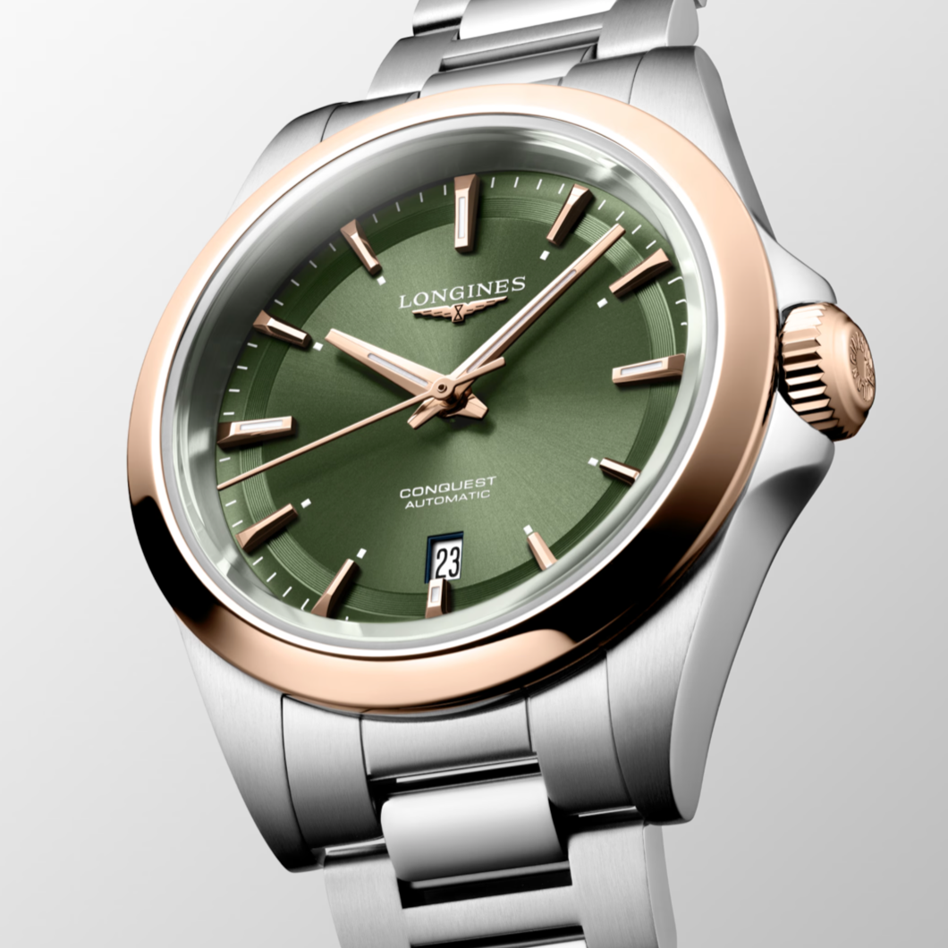 Conquest Stainless Steel and 18K Pink Gold 30MM Watch