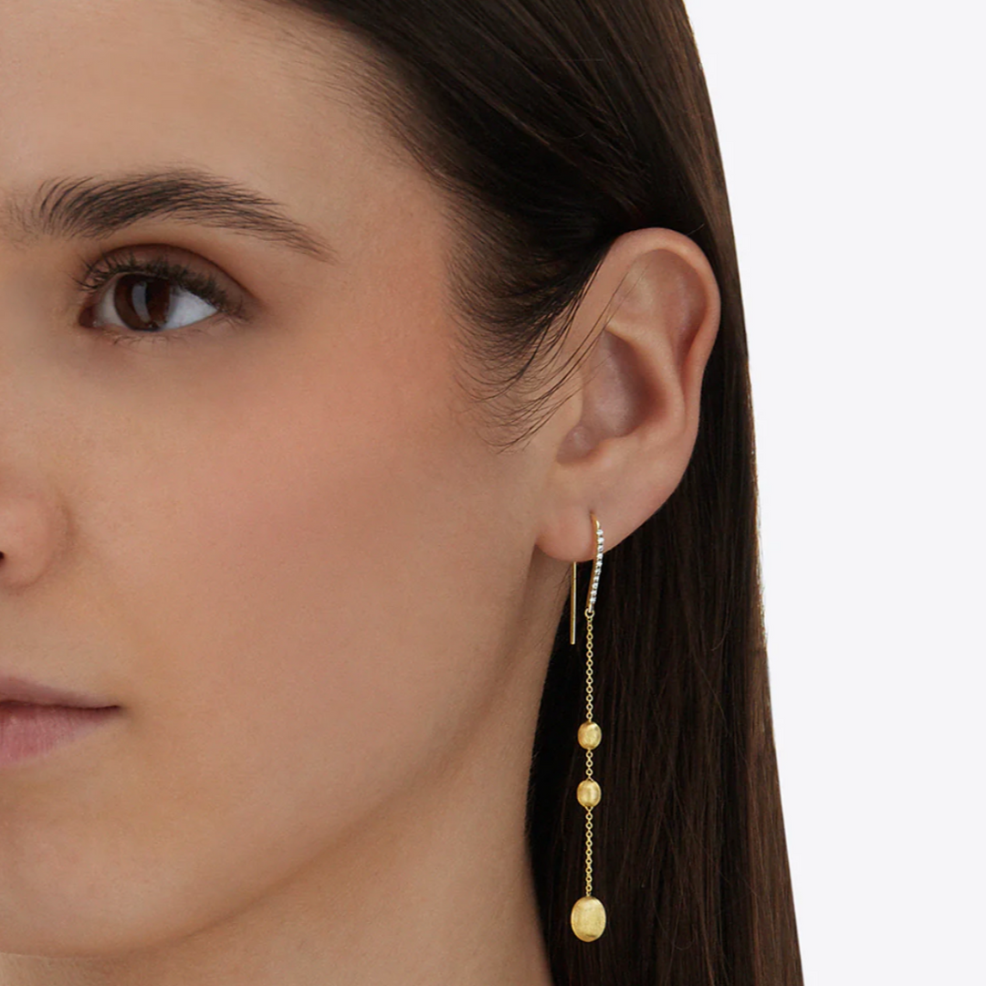 Soffio Gold and Diamond 18K Yellow Gold Drop Earrings