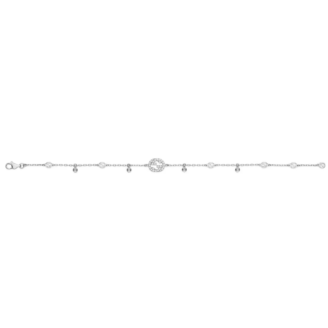 Interlocking G White Gold with Diamonds Bracelet