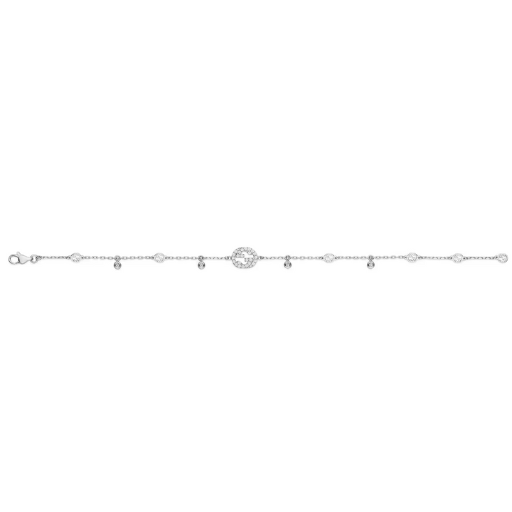 Interlocking G White Gold with Diamonds Bracelet