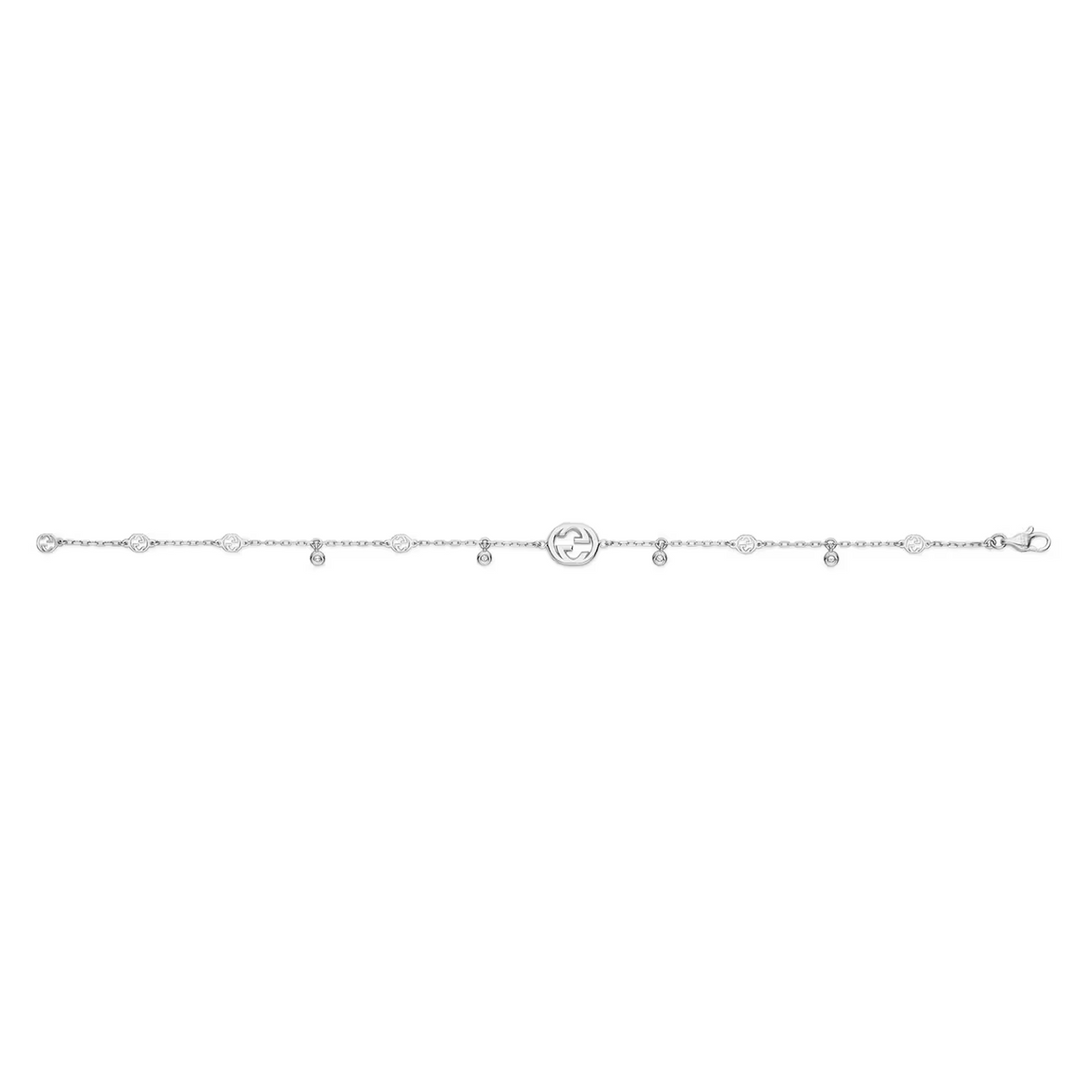 Interlocking G White Gold with Diamonds Bracelet