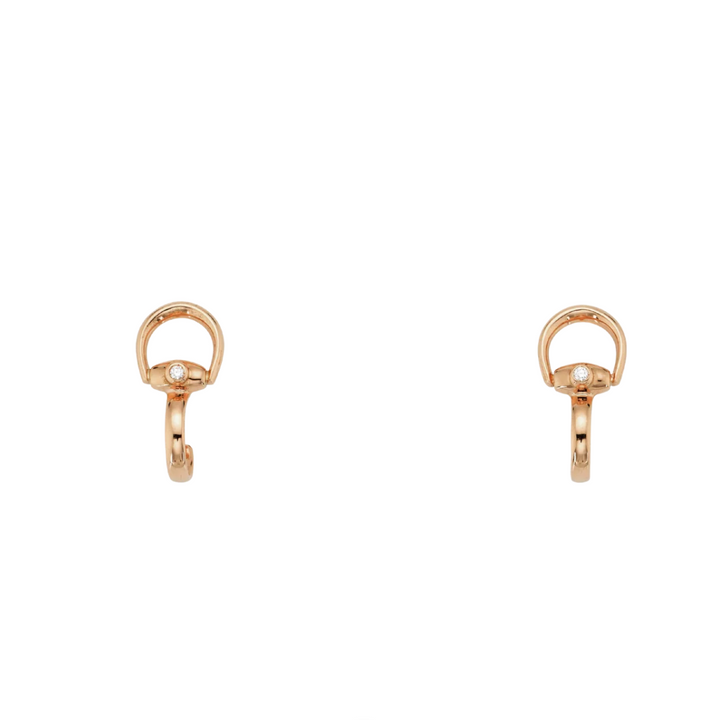 Horsebit Rose Gold Diamond Mini Hoop Earrings