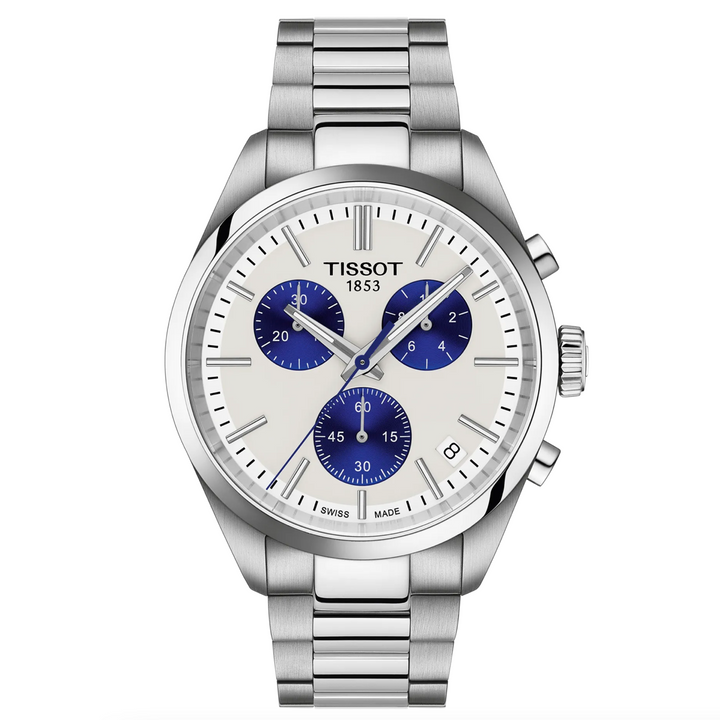 PR 100 White Dial with Blue Chronograph 40MM Watch