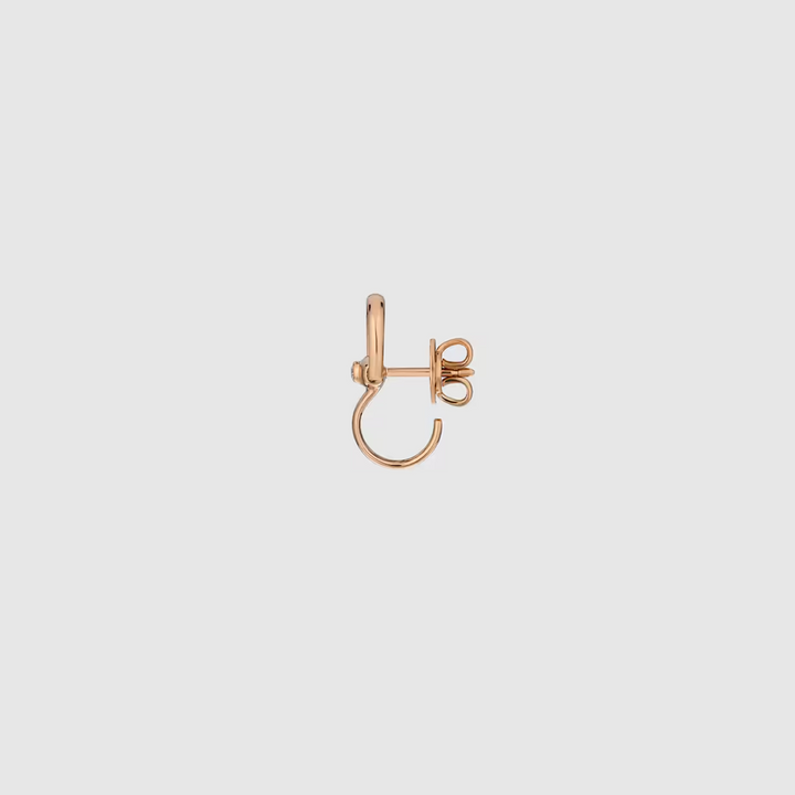 Horsebit Rose Gold Diamond Mini Hoop Earrings