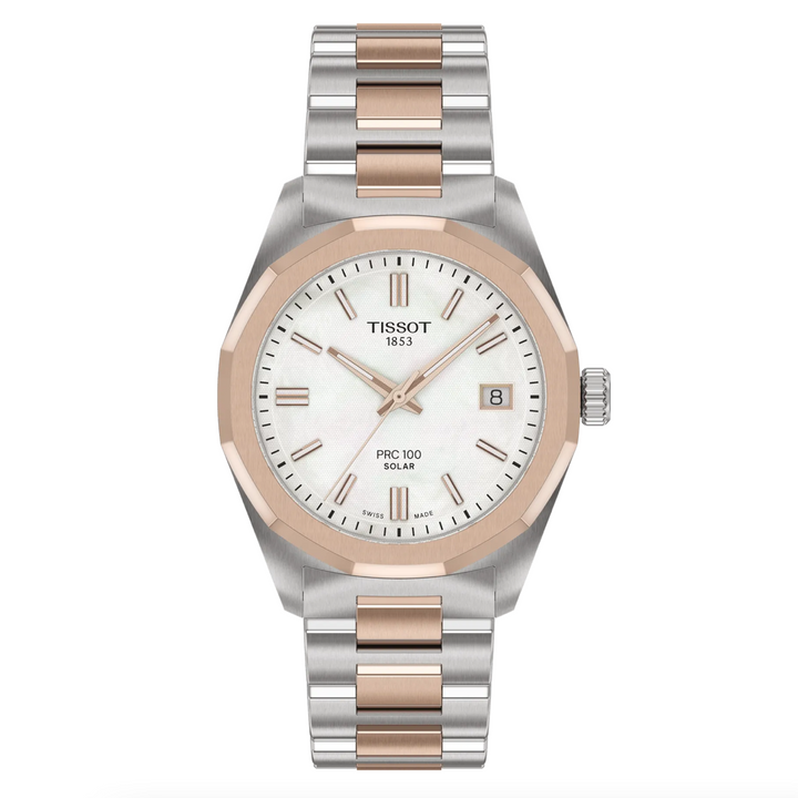 PRC 100 Solar Stainless Steel and Rose Gold PVD 34MM Watch