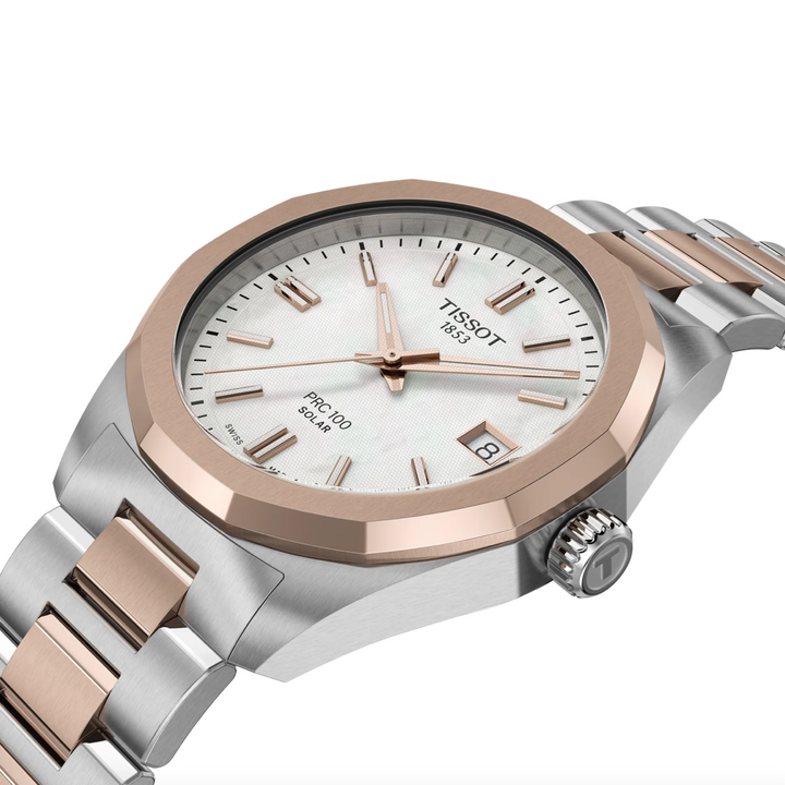 PRC 100 Solar Stainless Steel and Rose Gold PVD 34MM Watch