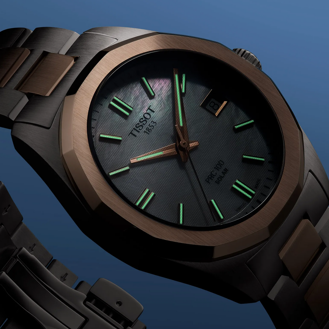 PRC 100 Solar Stainless Steel and Rose Gold PVD 34MM Watch