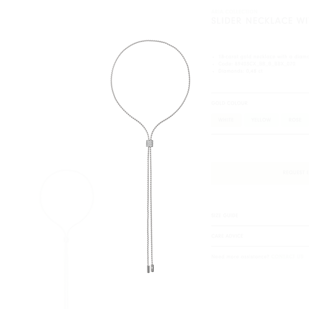 White Gold Slider Necklace with Diamond Pave