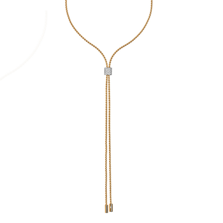 Yellow Gold Slider Necklace with Diamond Pave