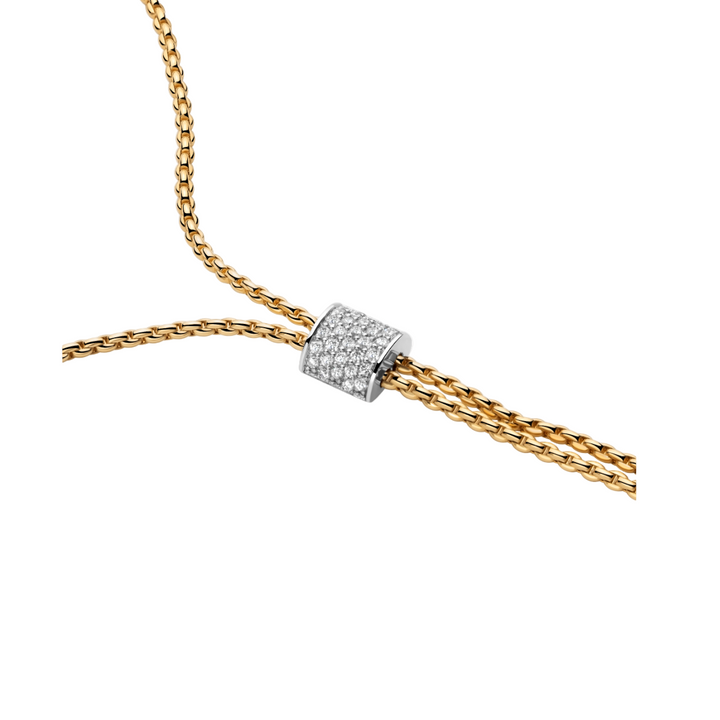Yellow Gold Slider Necklace with Diamond Pave