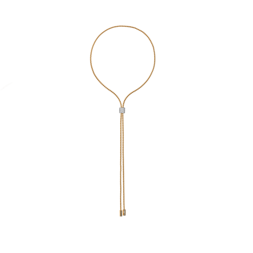Yellow Gold Slider Necklace with Diamond Pave