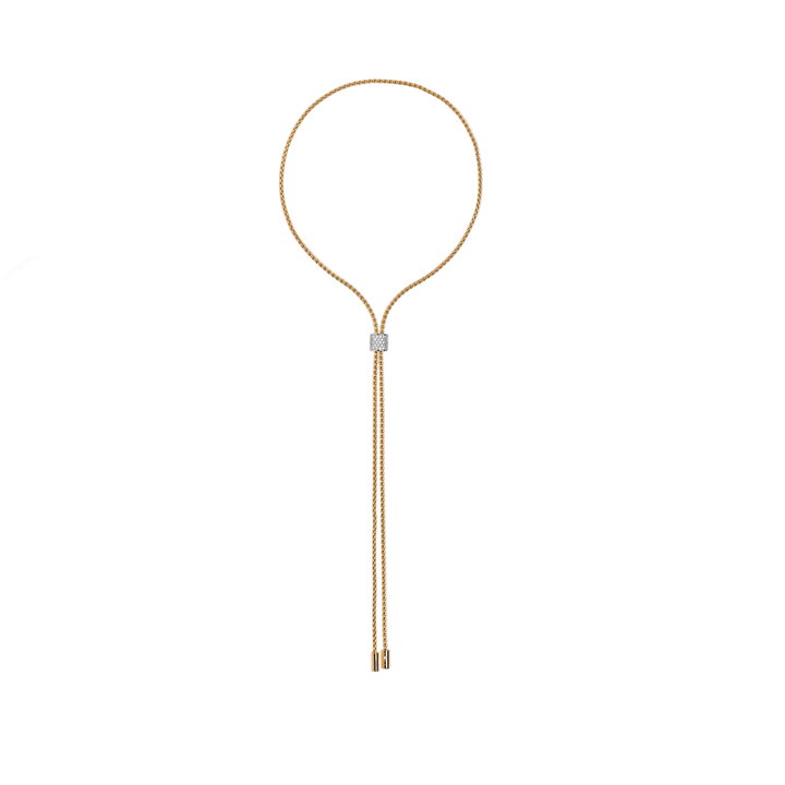 Yellow Gold Slider Necklace with Diamond Pave
