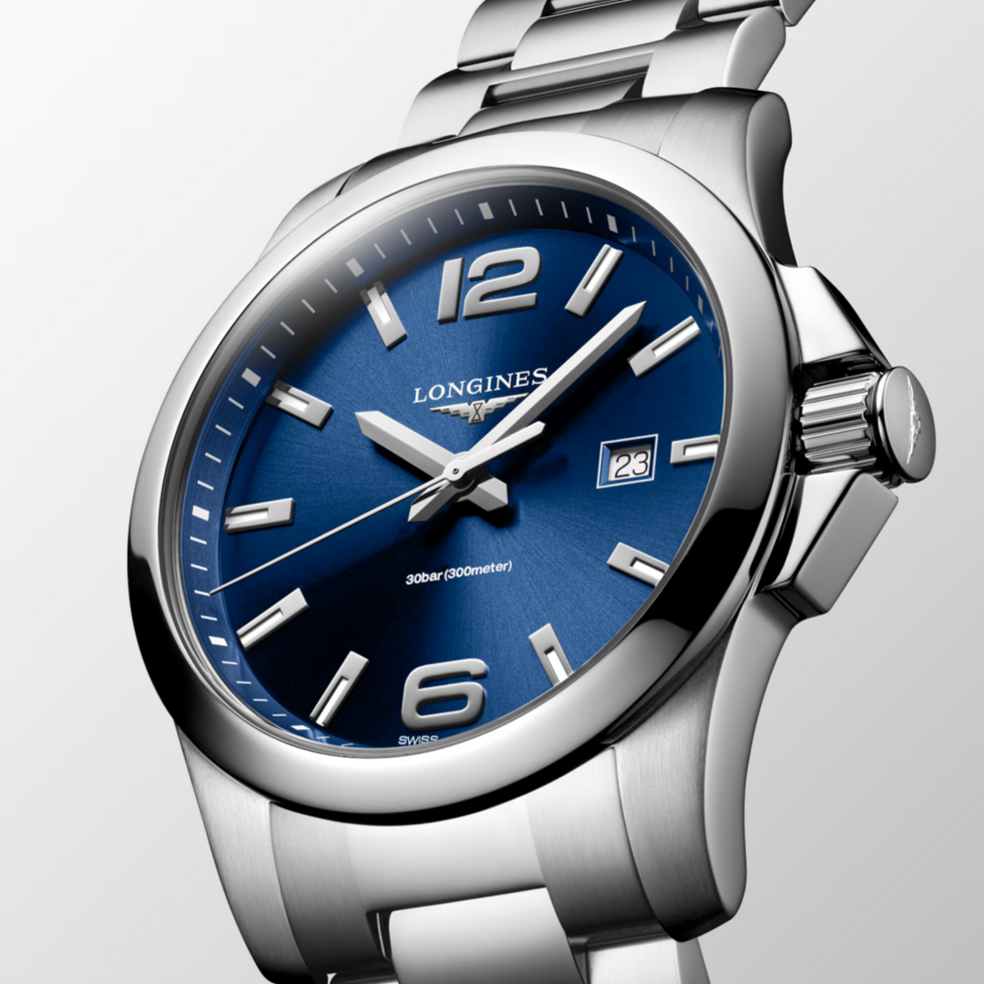 Conquest Sunray Blue Dial Quartz 43MM Watch