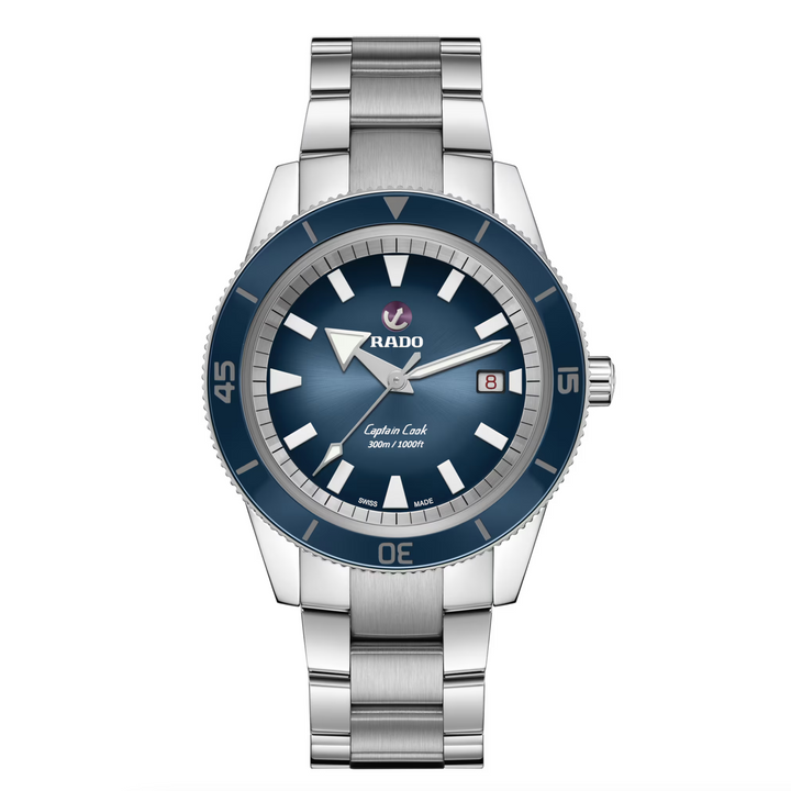 Captain Cook Stainless Steel and Blue Dial 42MM Watch