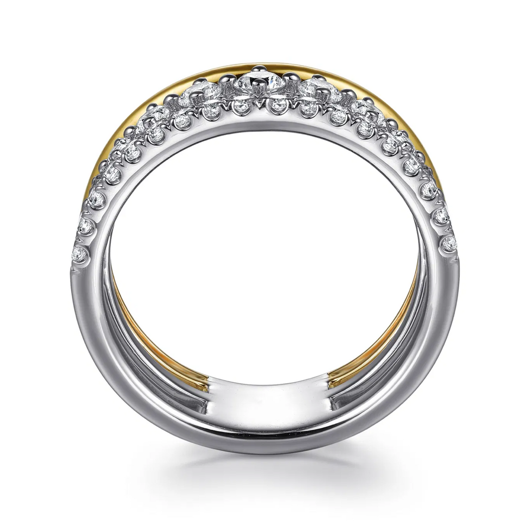 Two Tone Graduating Diamond Three in One Ring