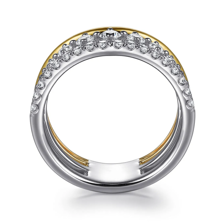 Two Tone Graduating Diamond Three in One Ring