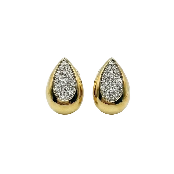 Yellow Gold Drop Earring with Pave
