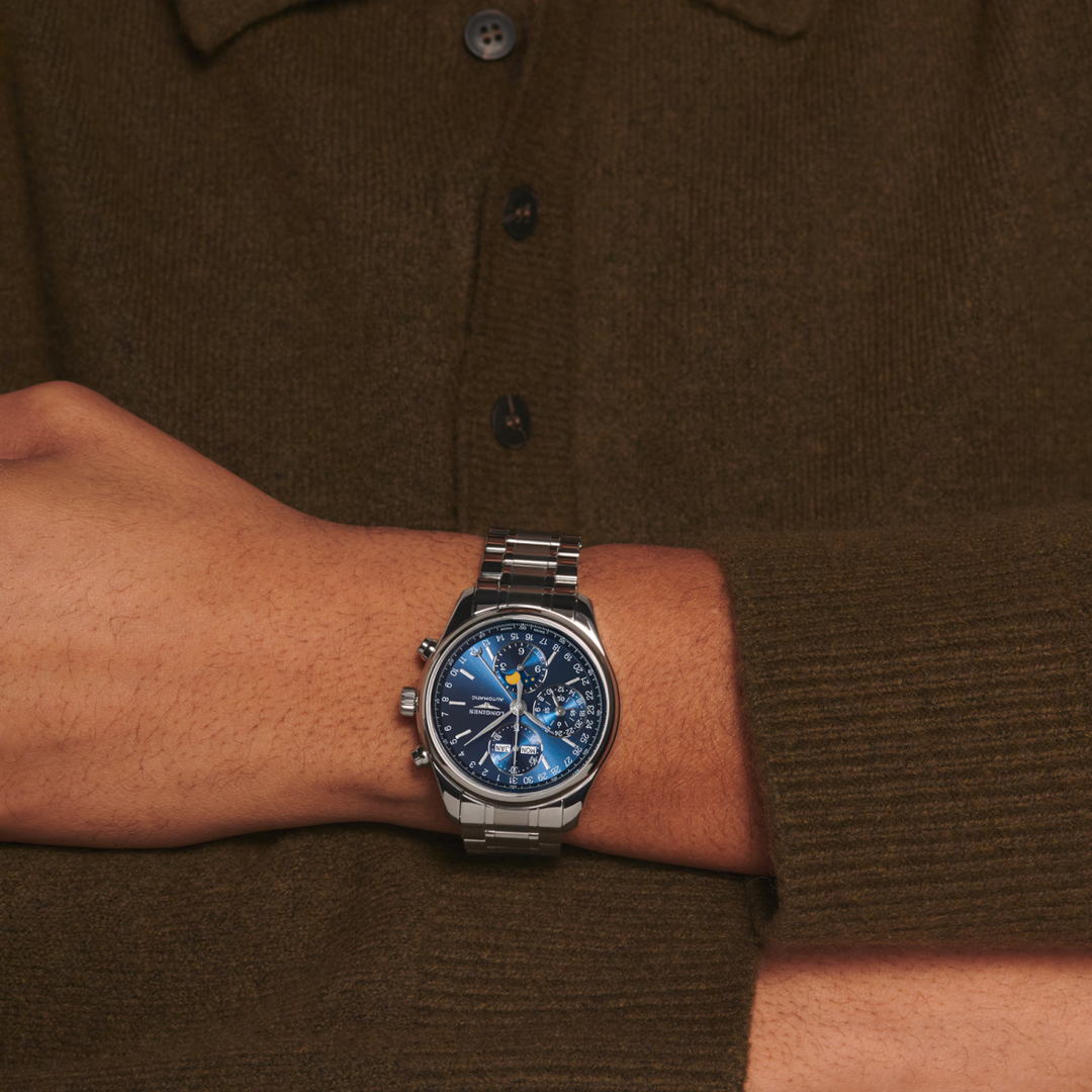 Mater Collection Chronograph Moonphase Blue Dial 42MM Watch