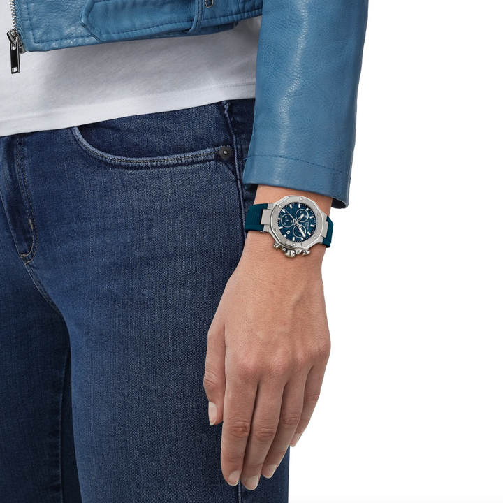 T-Race Blue Rubber Starp 38MM Watch