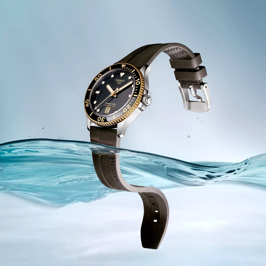 Seastar 1000 40MM Black Dial with Black Rubber Strap Watch