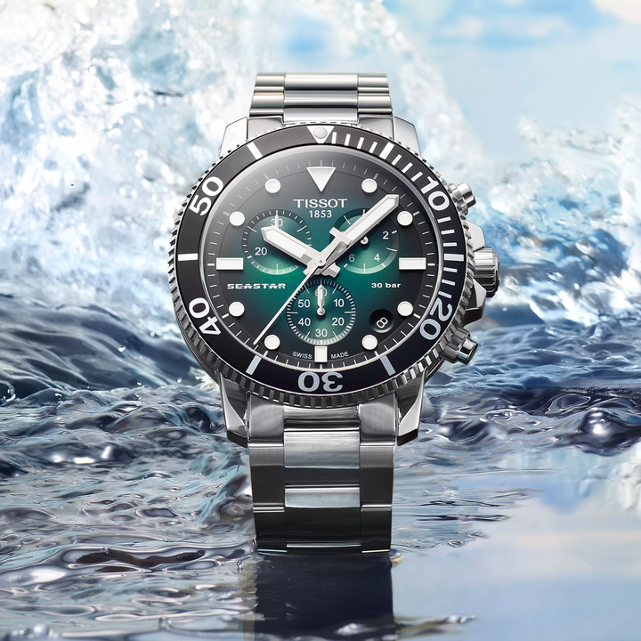Seastar 1000 Chronograph 45.5MM Green Dial Watch
